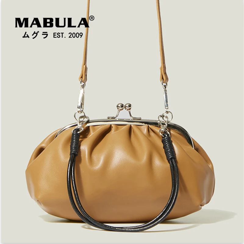 

Simple Stylish Tote Leather Handbags Dumpling Ruched Design Crossbody Bag for Women Casual Phone Shoulder Purses
