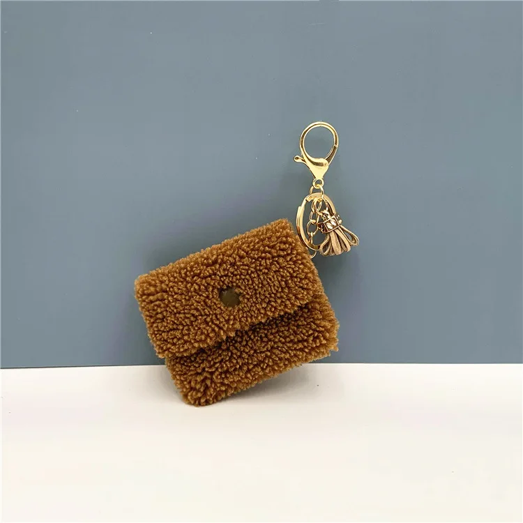 

Mini Women's Plush Coin Purse Key chain Candy Color Cute Girls Key Bag Tassel Pendant Data Cable Storage Bag Key Chain Girl Gift