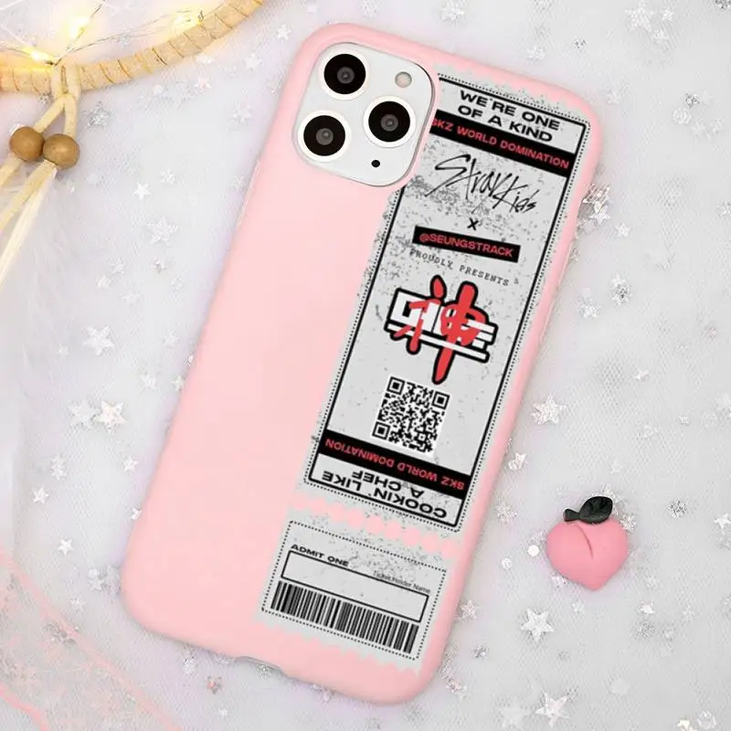 

Original Luxury Stray Kids Air tickets Phone Case Candy Color Pink for iPhone 11 pro XS MAX 8 7 6 6S Plus X 5S SE 2020 XR