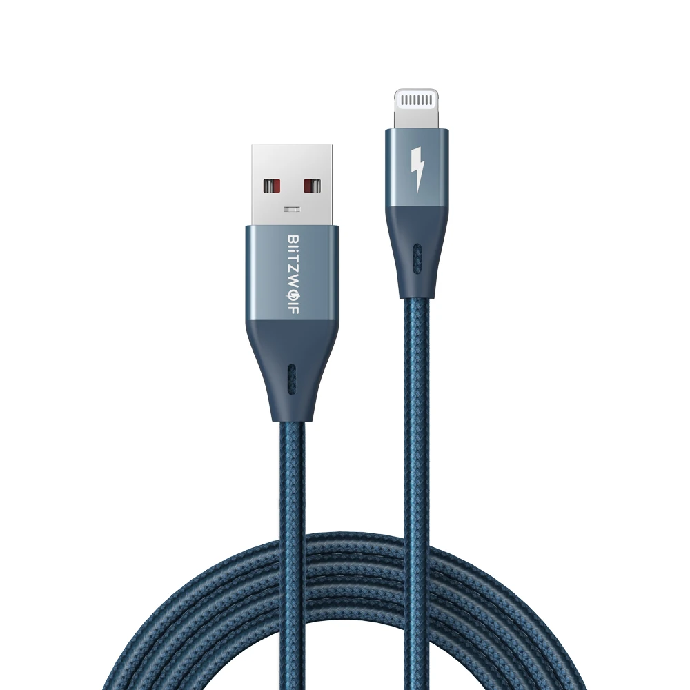 Кабель для передачи данных BlitzWolf BW-MF10 Pro 2.4A Lightning/USB 1 8 м/6 футов сертифицированный MFi