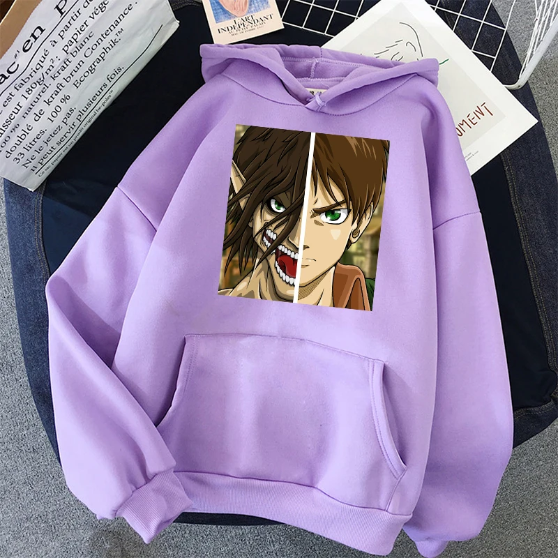 

Winter Eren Yeager hoodie kawaii Korean pullover attack on titan sweatshirt cartoon print anime aesthetic hoodie streetwear