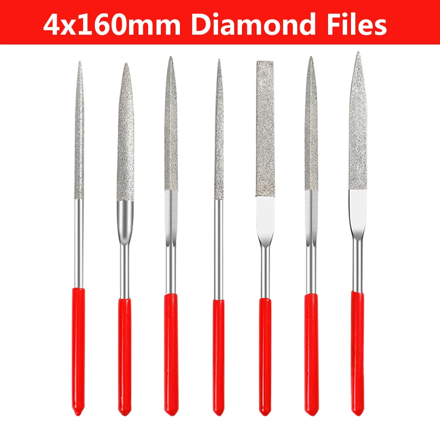 

Diamond file 4x160mm ultra-thin flat file mini small file knife rubbing jade metal grinding tools Alloy Steel Sand Assorted Flat