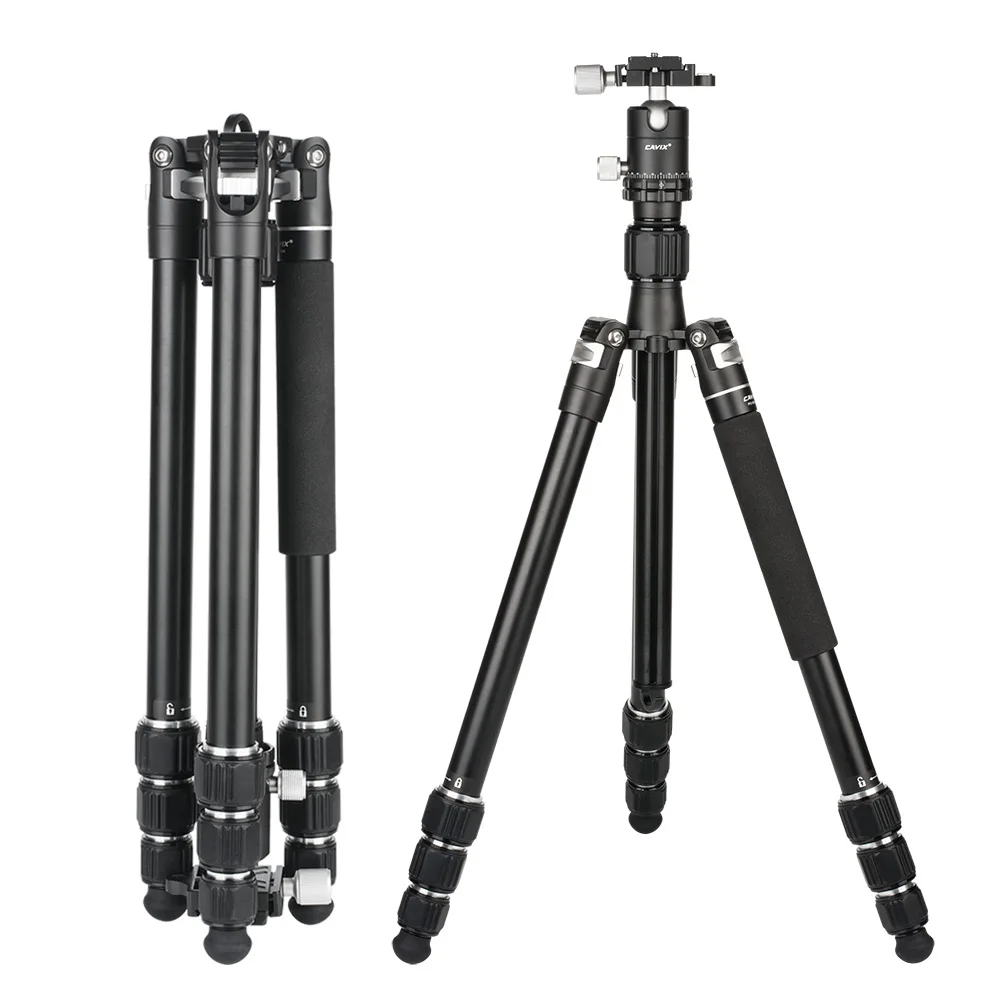 CAVIX PO254X1A Professional Portable Aluminum Alloy Camera Tripod Four Section Set For Canon Nikon Sony Camcorder | Электроника