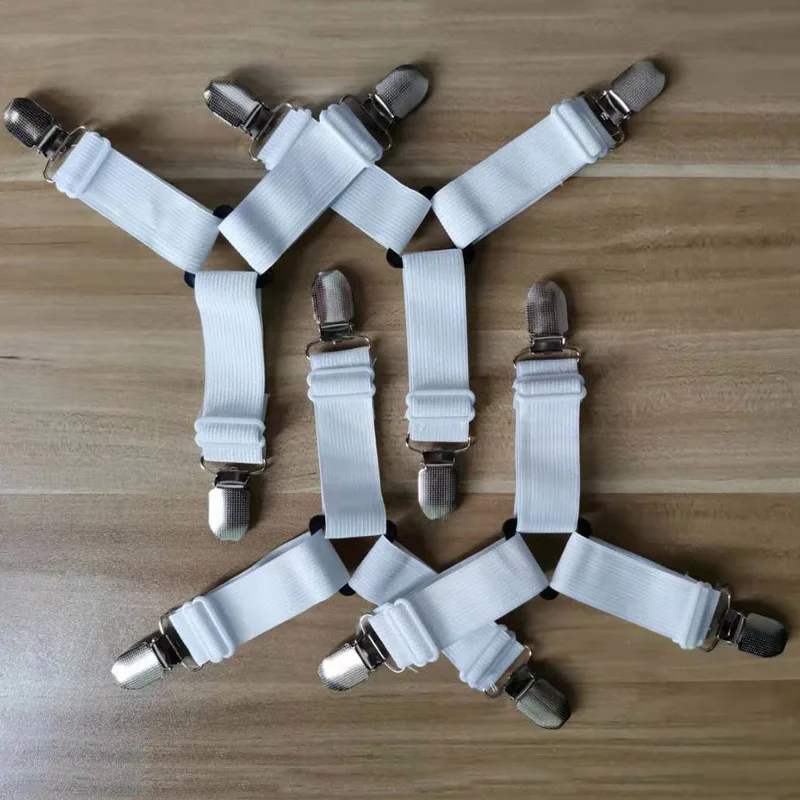 3 Heads White (4Pcs) 4 шт. крепежные зажимы для простыней, наматрасников, одеяла, держатель для домашнего текстиля, упругие захваты для простыней 35 - Цвет: 3 Heads White (4Pcs)