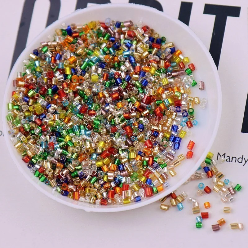 Стеклянные бусины с отверстиями 15/0 мм серебристые и металлические промежуточной