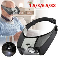 loupe microscope led light 1 5x 3x 6 5x 8x helmet style magnifier glass headband magnifying glasses sewing diy or repair use
