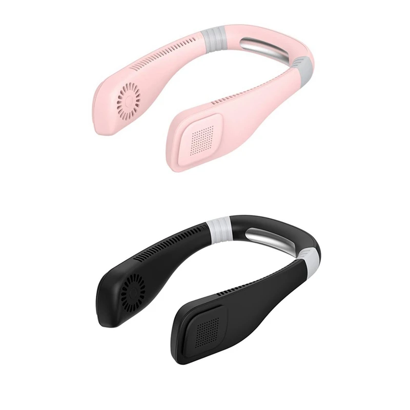 

2Pcs Mini USB Portable Neck Fan With Battery Ultra Quiet Wind Portable Fan Pocket Cooler Air Conditioner,Pink & Black