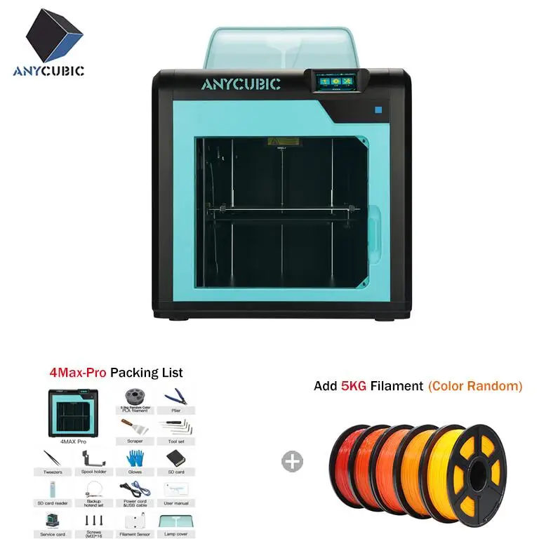 Anycubic 4MAX Pro 3d принтер размера плюс Высокоточный Настольный уровень UM2 печать 3d Принтер Комплект Imprimante Impresora 3d - Цвет: 4Max Pro 5KG black