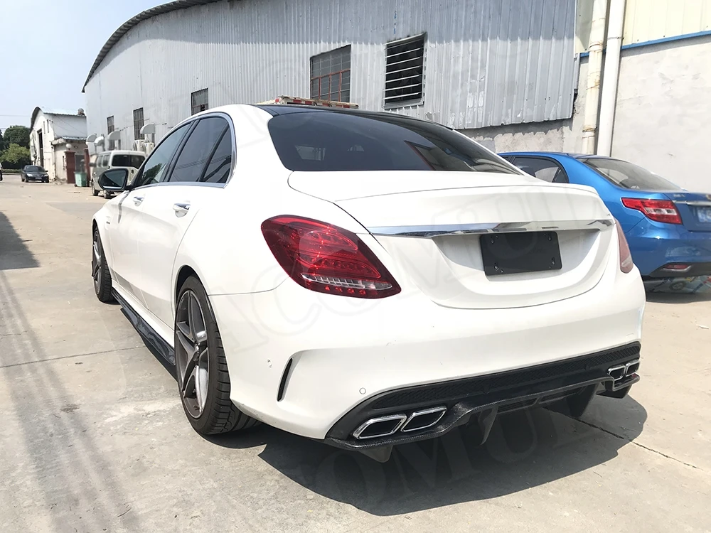 P Стиль углеродного волокна задний бампер для губ Диффузор для Mercedes Benz C Class W205 C205 C63 AMG Coupe