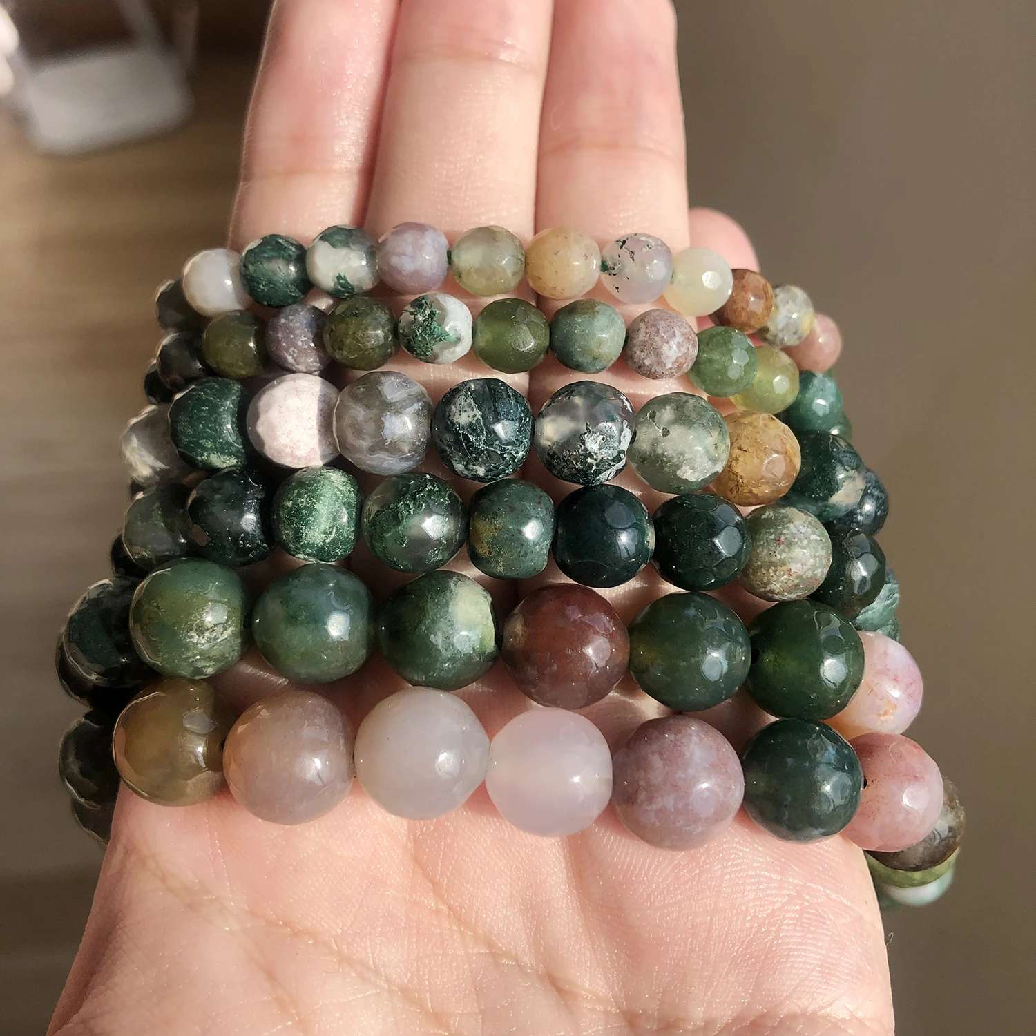 Бусы из камня Агата круглые бусины-разделители с естественными гранями