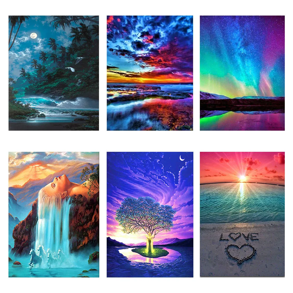 Алмазная 5D картина сделай сам закат пейзаж Набор для вышивки крестиком полная