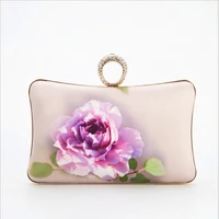 women dinner clutch bag for wedding ladies digital printed rose and diamond dress cheongsam bags for party female flower handbag