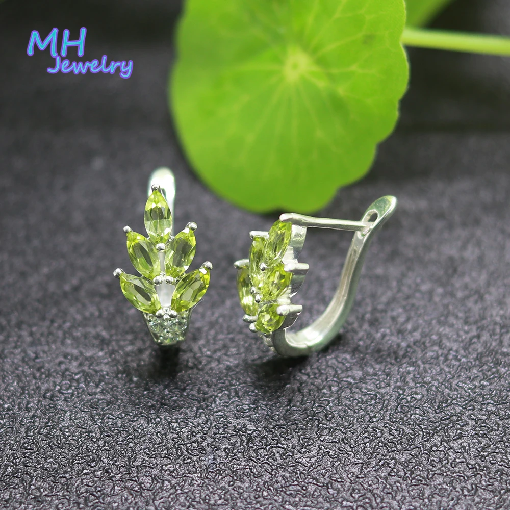 

Серьги женские из серебра 100% пробы, с зеленым Перидотом