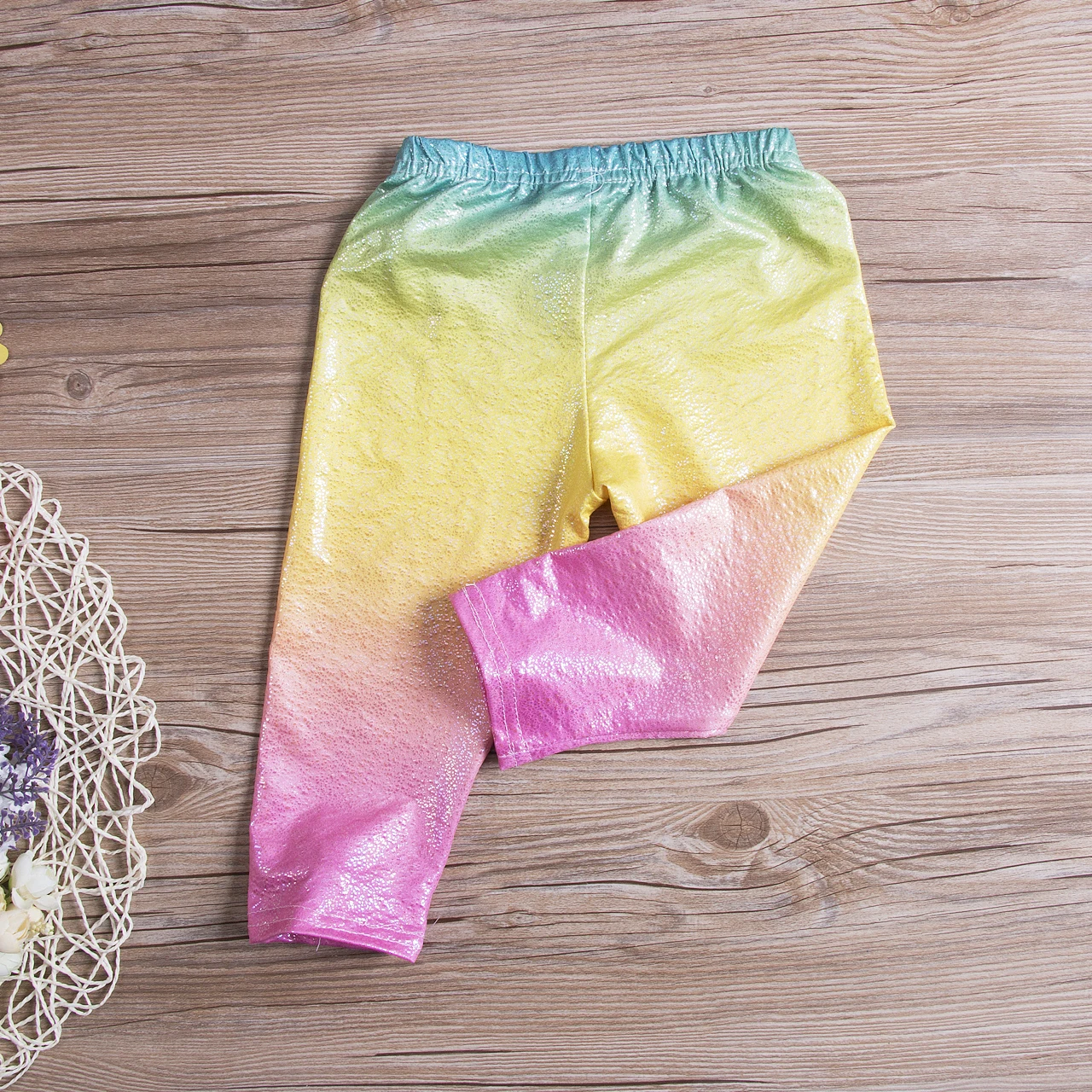 Модные радужные леггинсы с блестками для маленьких девочек Обтягивающие брюки