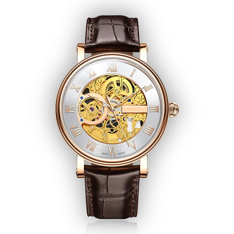 

LOBINNI New Automatic Mechincal Watch Men Top Brand Luxury Skeleton Waterproof 50m Sapphire Clock Men Relogio Masculino