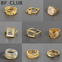 925 sterling silver gold color square sotne zircon rings for women distressed opening handmade ring fashion fine jewelry