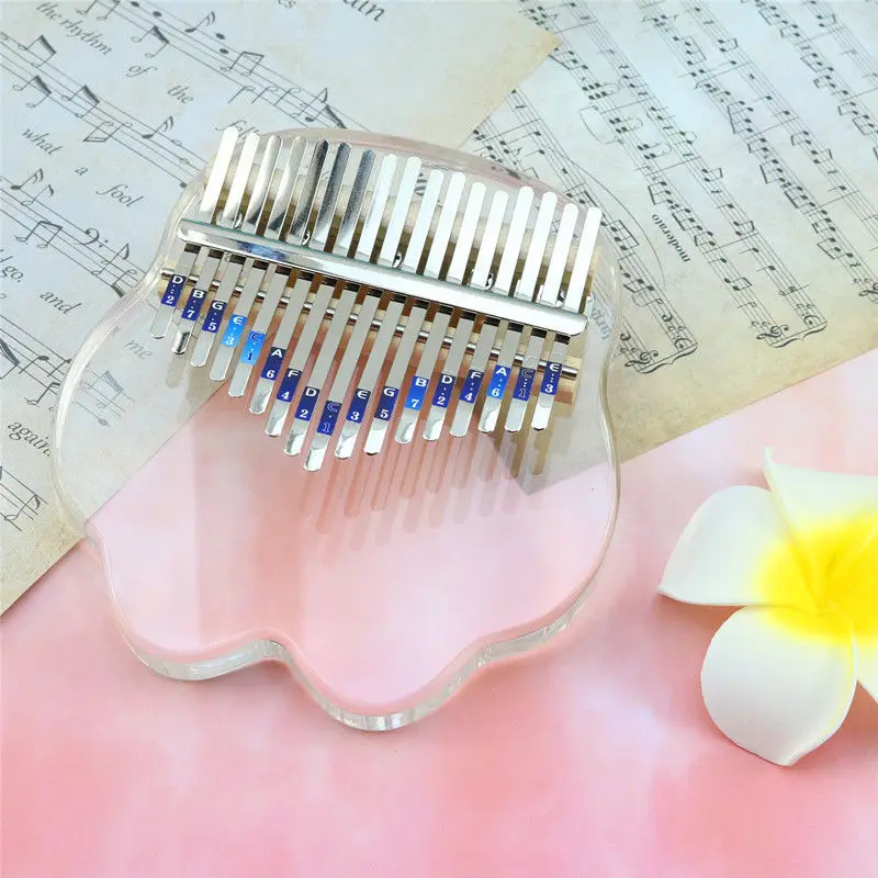 

Transparent Kalimba Crystal Thumb Piano 17keys Finger Mbira Sanza with Tuner Hammer Bag for Piano Beginner and Kids Gift