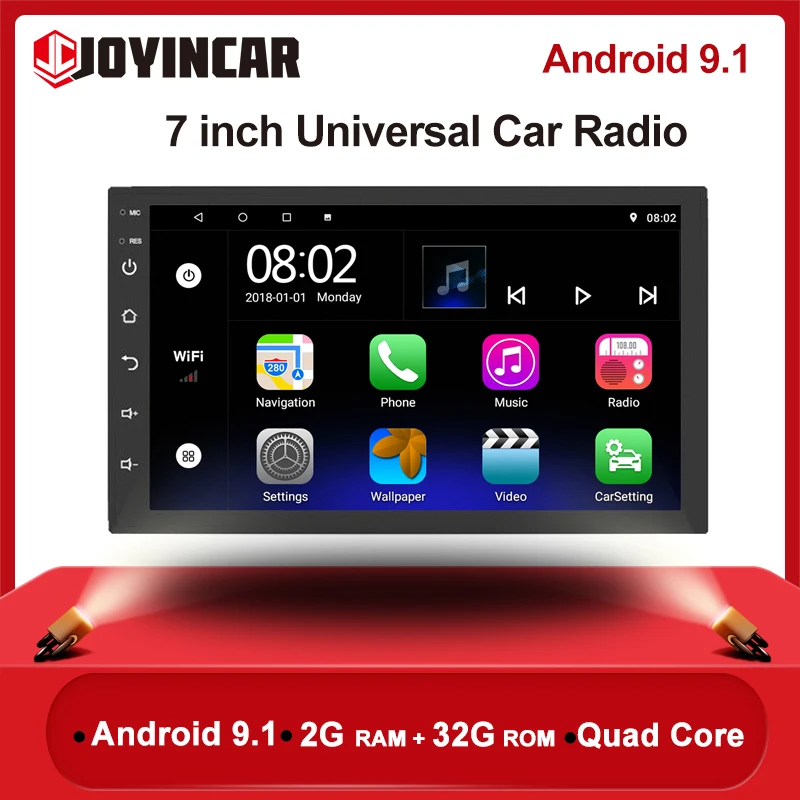 7 ''Android 9 1 автомобильное радио стерео GPS Navi для VW Golf Peugeot 307 Nissan Toyota Hyundai 2 Din
