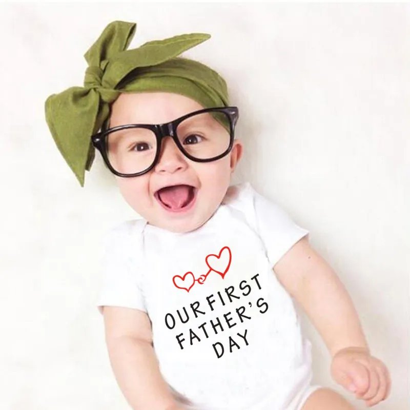 Новый мультфильм Father's Day детские комбинезоны с печатью для новорожденных