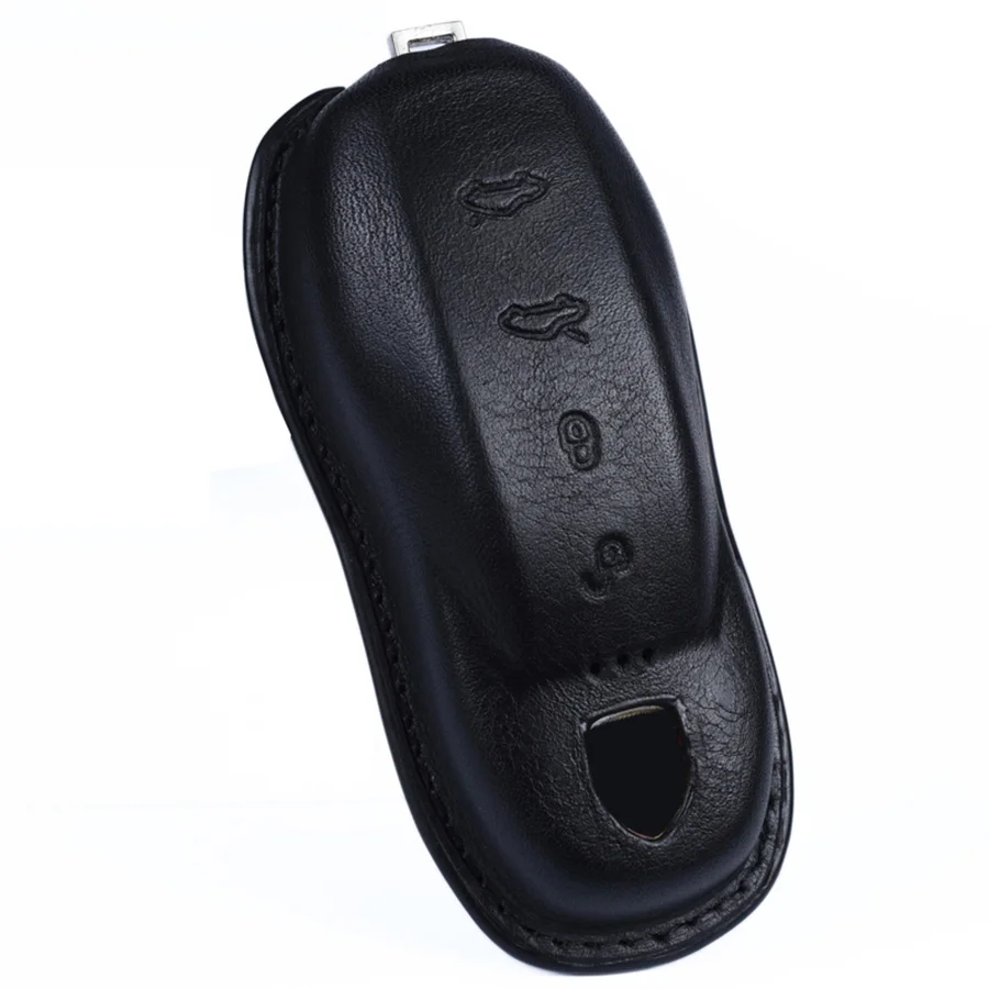 Black No Keychain Чехол для ключей из коровьей кожи для автомобиля Porsche Boxster Cayman 911, Panamera Cayenne Macan, Модный чехол для ключей, аксессуары - Название цвета: Black No Keychain
