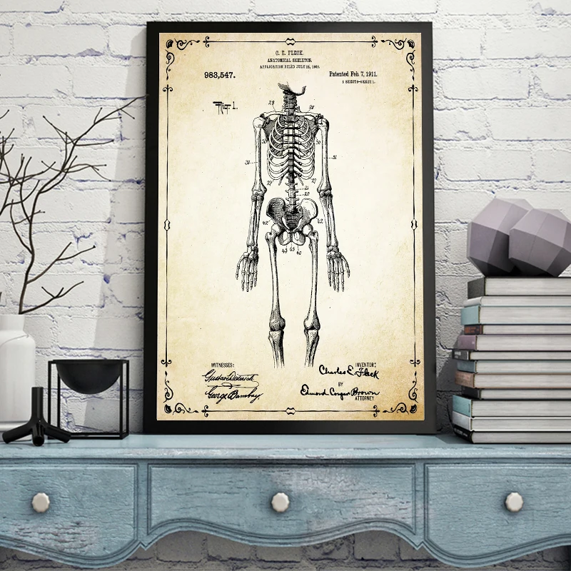 

Antique Anatomy Humans Skeletons Canvas Painting Wall Art Retro People Bone Posters And Prints For Medical School Decor Cuadros