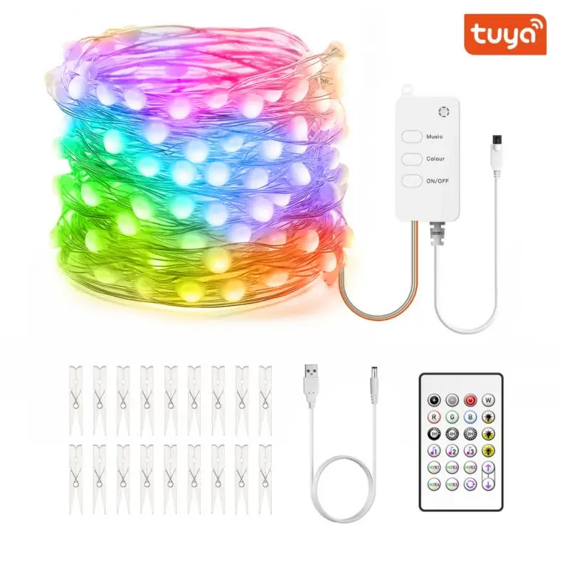 

Tuya Smart WiFi LED Fairy Lighting USB Strip 66/33LED RGB Twinkle Smart String Light Work With Alexa Google Home APP Remote