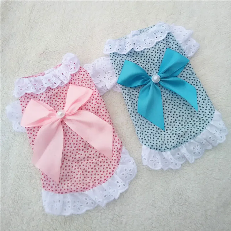 Милое кружевное пальто для собак Летняя одежда домашних питомцев щенков Платье