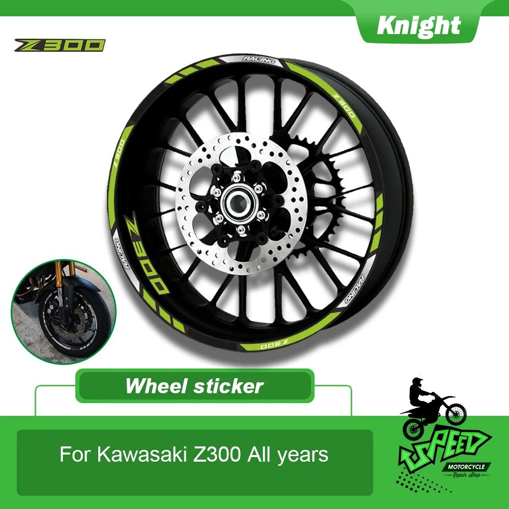 

Motorcycle sticker 17 inches Front Rear wheels decals Reflective waterproof stickers rim stripes For Kawasaki Z300 z 300
