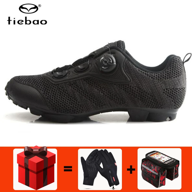 add gift TIEBAO велосипедная обувь мужская sapatilha ciclismo mtb chaussure vtt велосипед резиновая подошва дышащая обувь - Цвет: add gift