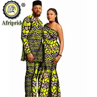 African Clothes for Couple Clothing Women Maxi Dress Men Print Shirt Pant Hat 3 Piece Set Dashiki Outfits Ankara Attire S20C016