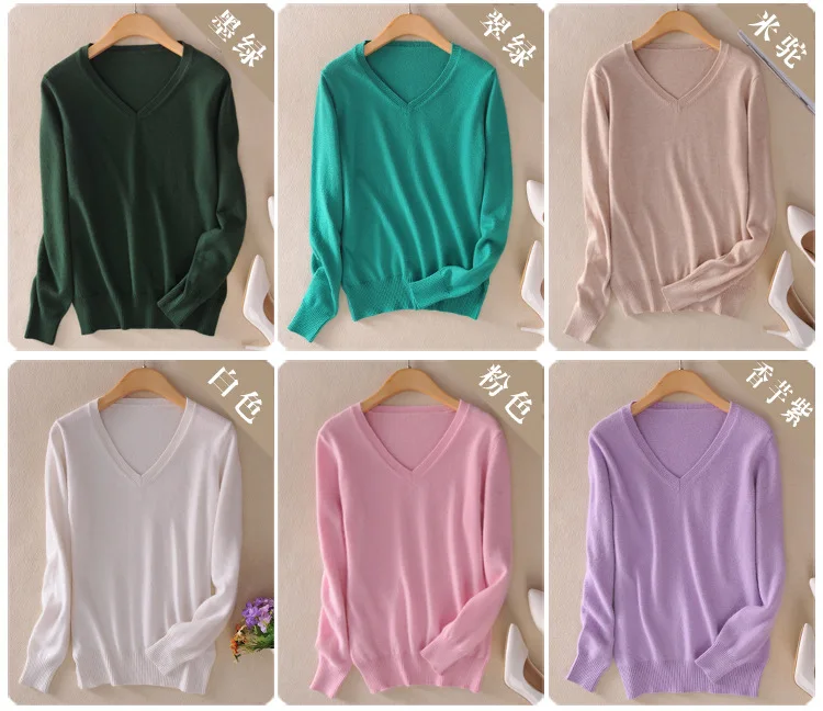 Plus Size S-3XL Autumn Winter Sweaters Women V Neck Long Sleeve Slim Sweater Womens Knitted Pullovers Casual Shirt Top