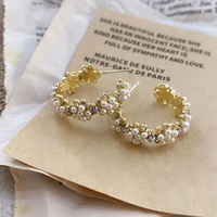 women sweet flower earrings lace pearl earrings korean style silver needle mori earrings temperament ear jewelry fashion