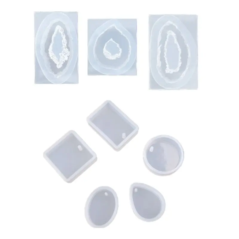 

Crystal Cluster Hollow Mirror Epoxy Mold DIY Pendant Making Silicone Molds