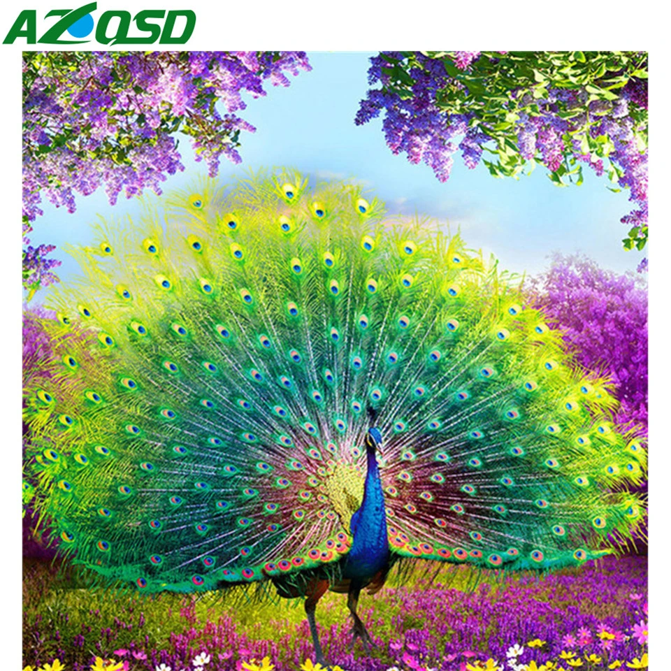 

AZQSD Peacock Diamond Painting Kit Animal 5d Diamond Embroidery Mosaic Diy Full Square/Round Drill Handmade Gift Home Decor