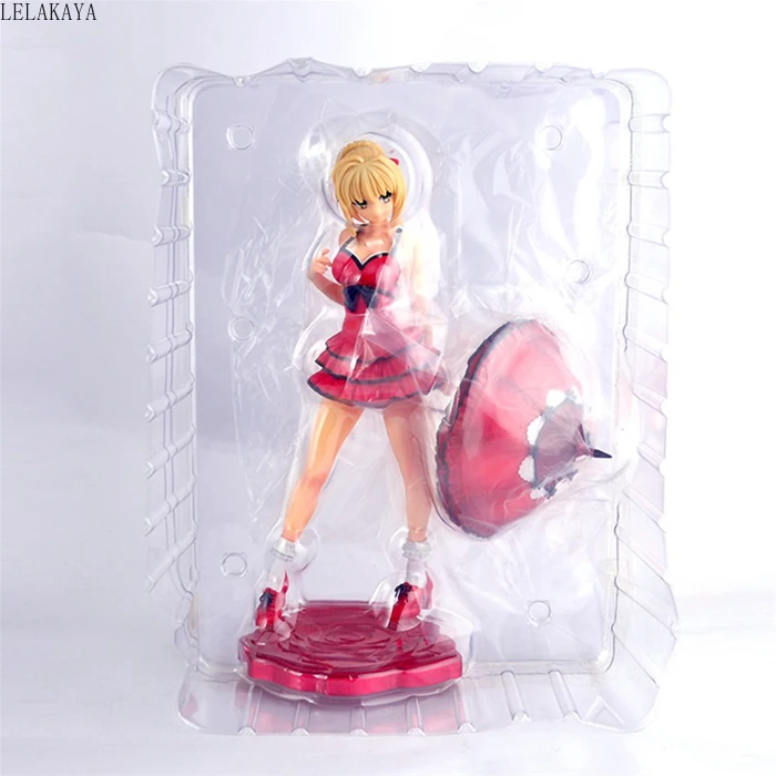 18 см Новое поступление Аниме экшн-фигурки Fate Stay Night Fate/Extra Saber Nero Red Dress Take Umbrella ПВХ