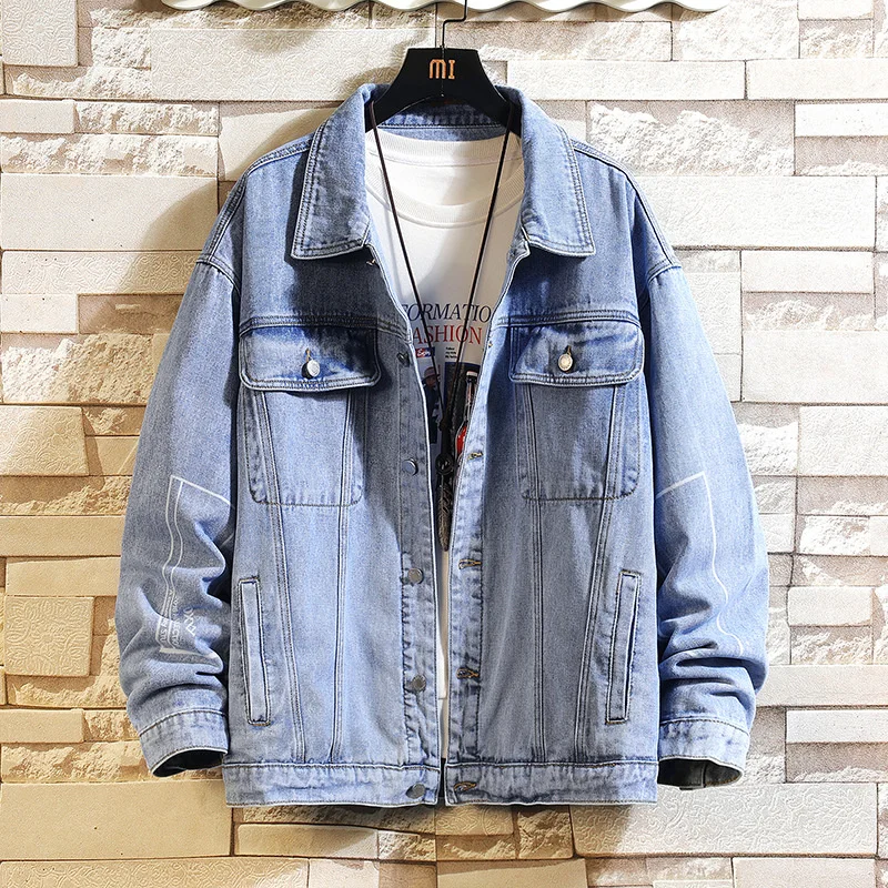 

Мужская джинсовая куртка без капюшона, с длинным рукавом