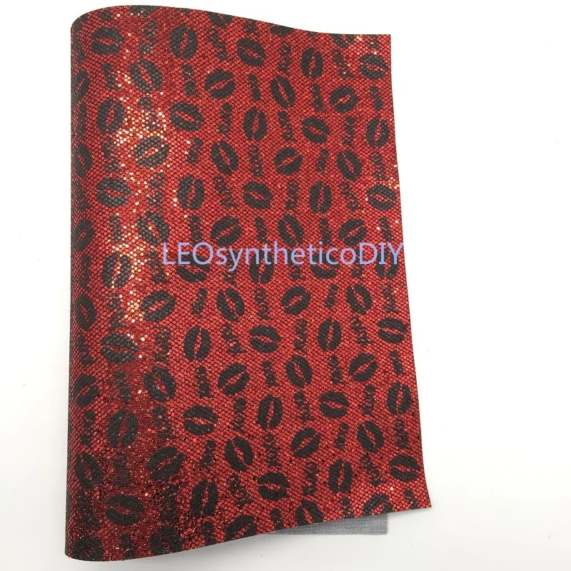 Блестящая ткань 1 шт. 21x29 см с принтом на губы Святого Валентина для изготовления