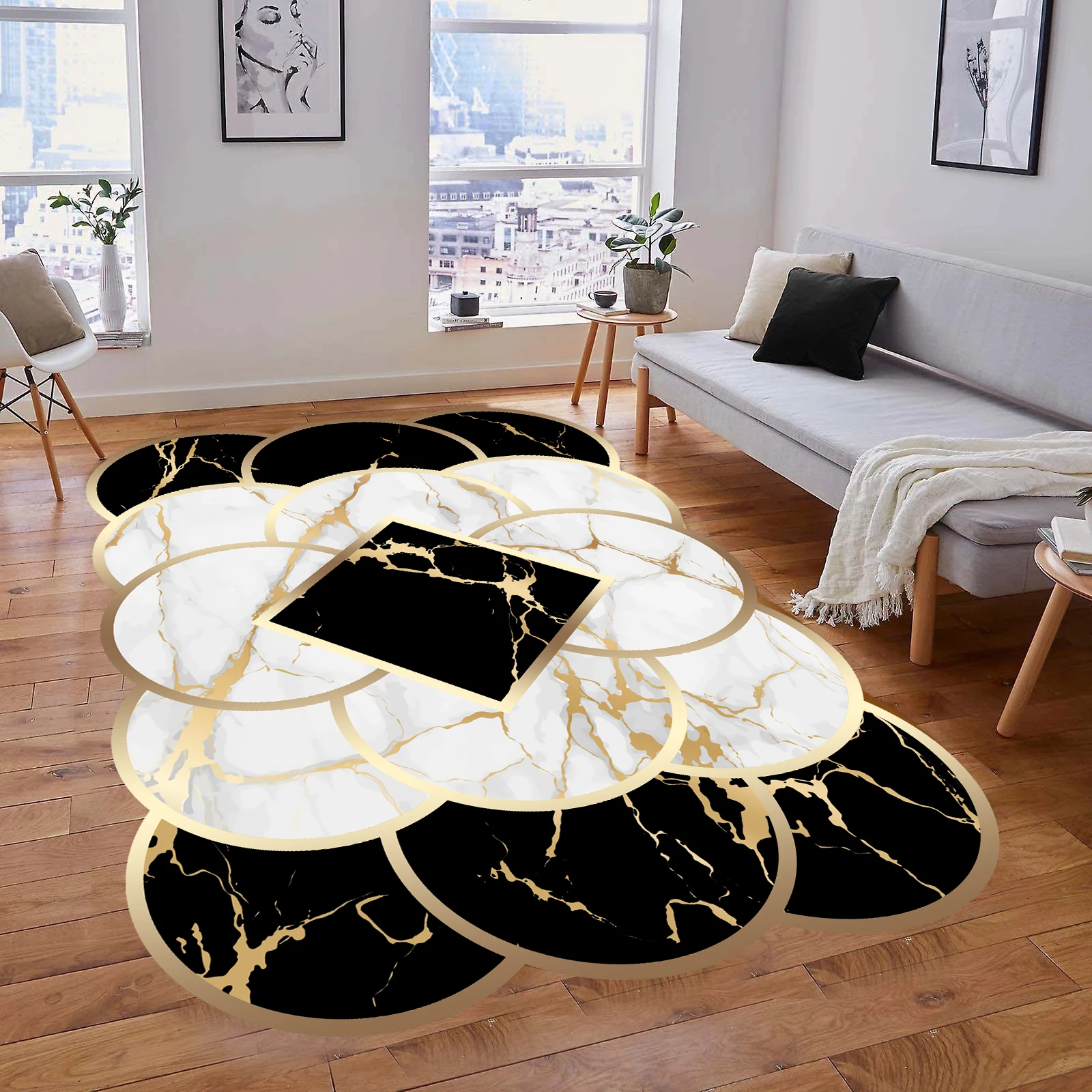 

Living Room Carpet Irregular Cut Carpet Washable Sponge Carpet Non-Slip Carpet Pattern Multi-Color Trend Model Decoration