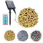 Уличная Водонепроницаемая Рождественская гирлянда на солнечной батарее, s освещение, сказосветильник ильник, 22 м, 200 светодиодов, 8 режимов, с дистанционным управлением, для свадьбы, вечеринки, праздника