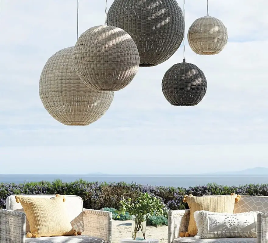 Скандинавская плетеная вручную светодиодная люстра в виде шара из ротанга