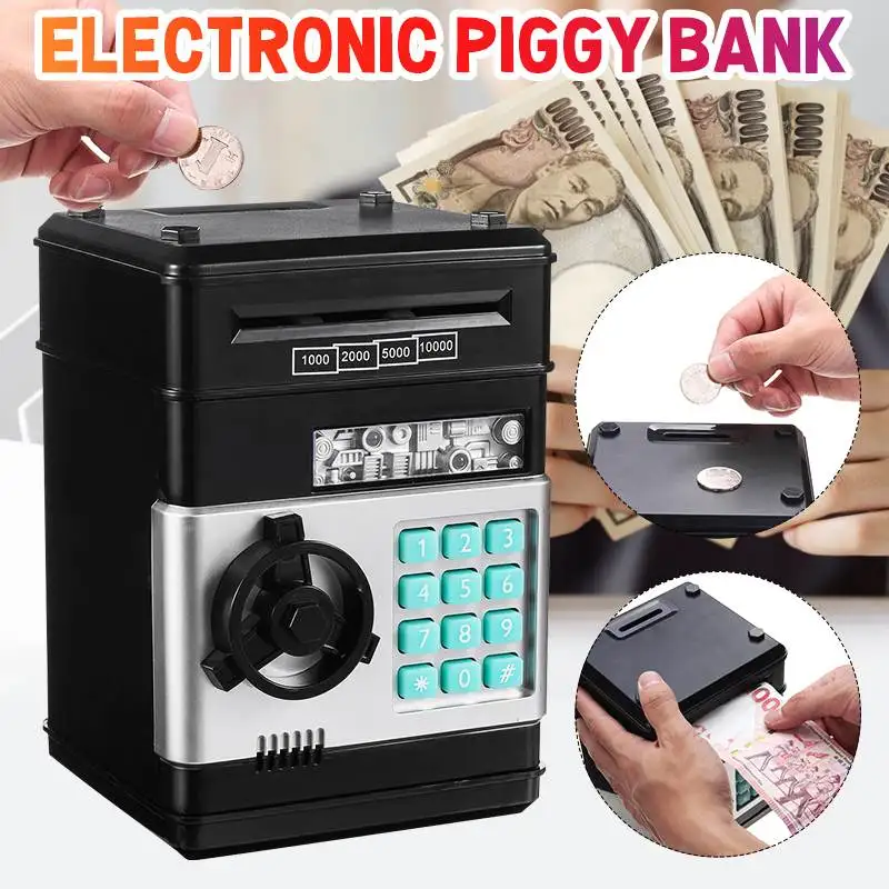 

Electronic Password Money Box Code Key Lock Automatic Coins Cash Saving Money Box Counter Mini Safe Box Child Gift