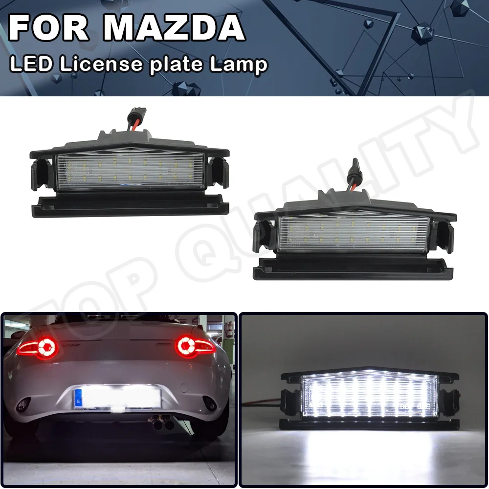 2Pcs LED Number License Plate Light Lamps For Mazda 2 Mx-5 nd Mx5 Miata 2016-up 18-SMD Error Free Xenon White