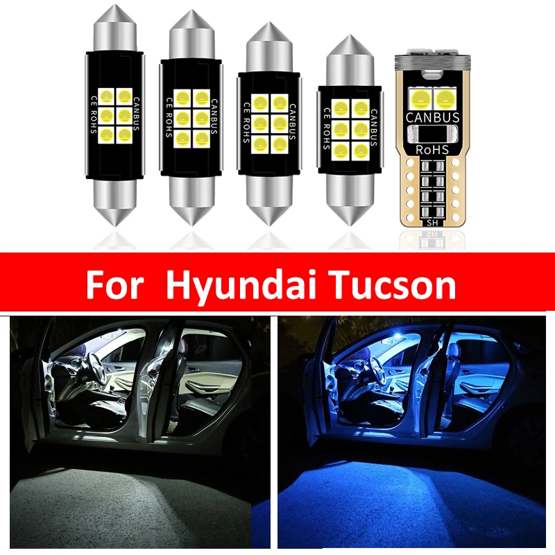 12Pcs Car White Interior LED Light Bulbs Package Kit For Hyundai Tucson 2017 2018 2019 Map Dome Trunk Lamp Iceblue | Автомобили и