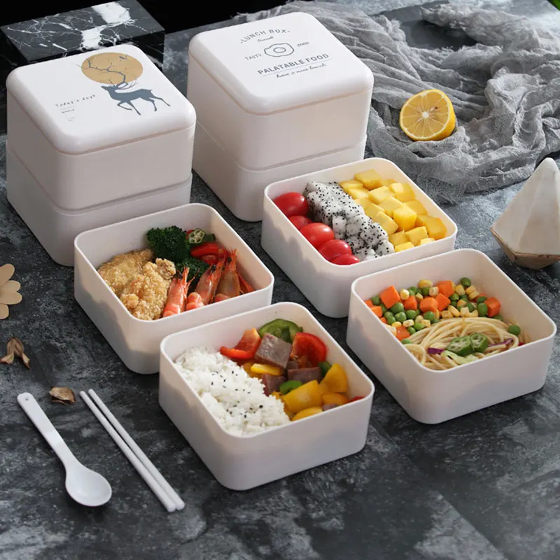 Ланч бокс в нордическом стиле для детей bento с ложкой палочки еды пищевой