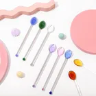 Ложки для смешивания кофе, креативные цветные прозрачные стеклянные ложки ложка c длинной ручкой, десертные стеклянные ложки аксессуары для кухонного бара