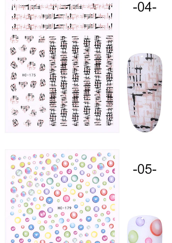 1 Sheet 3D Nail Stickers Self-adhesive Stripe Shape Flowers Element Mixed Patterns Transfer Decals Nail Decoration for Nail Art