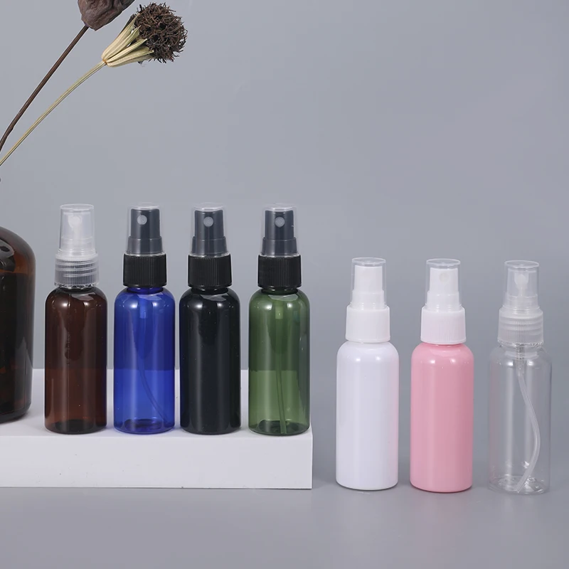 

10Pc/lot 50ml Multicolor Choice Plastic PET Atomizer Empty Spray Bottle Refillable Bottle Liquid Disinfectant Container Portable