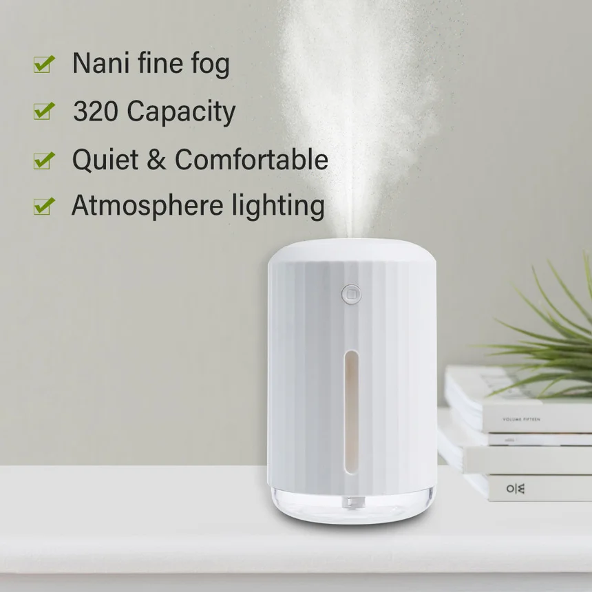 

2021 Ultrasonic Mini Air Humidifier Aroma Essential Oil Diffuser Nano Mist Sprayer Santitizer with LED Night Lamp for Home Car