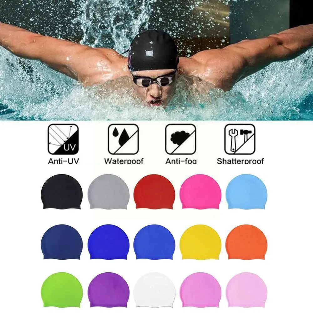 

Silicone Swimming Cap Adult Swimming Cap Enlarged Swimming Waterproof Silicone Cap Swimming Protect Cap Non-slip Ear Z7I9
