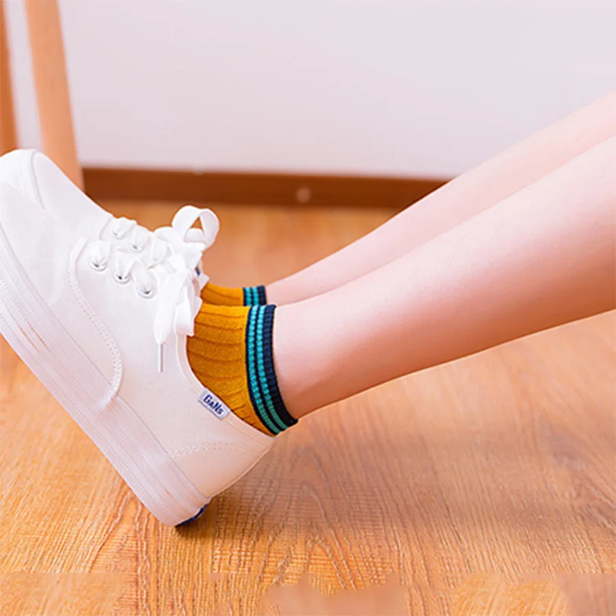 Женские короткие носки полосатые с узором повседневные хлопковые Calcetines